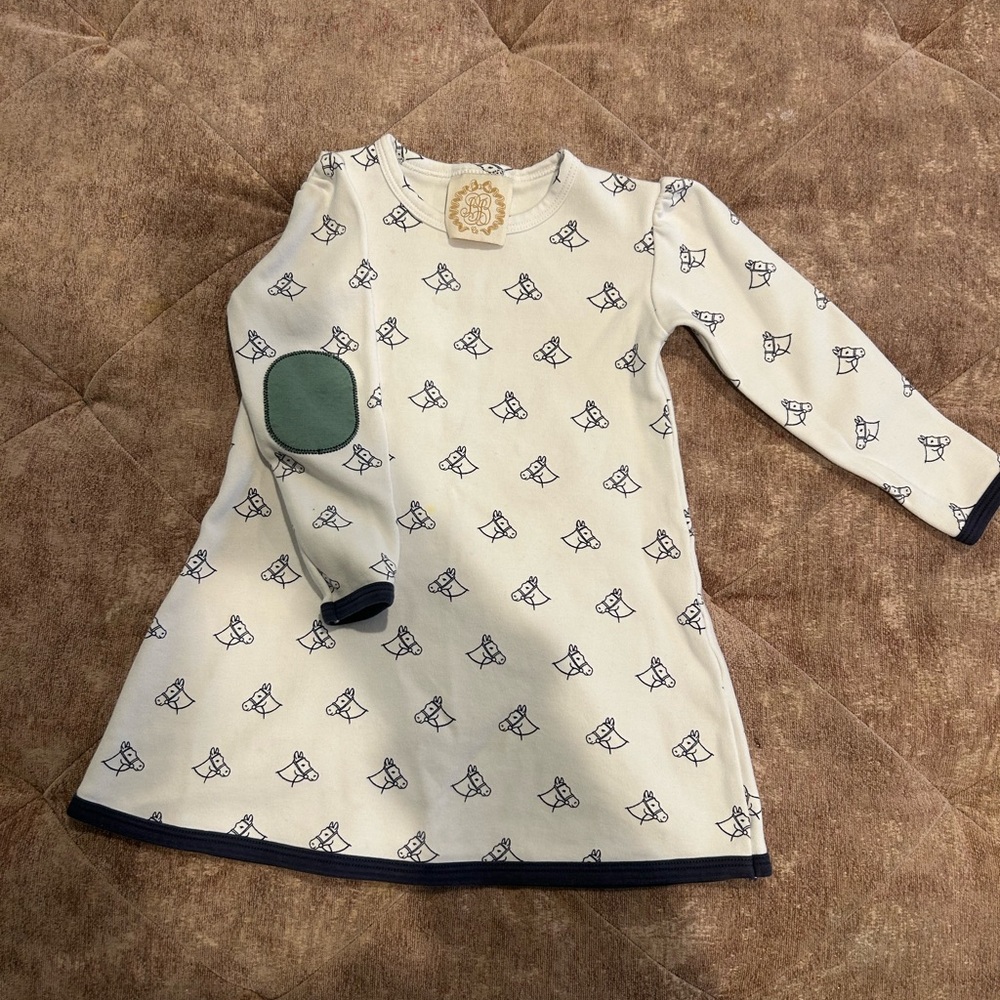 TBBC Eleanor’s elbow patch dress - pony portrait with elbow patches